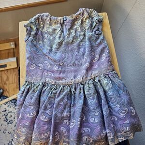 Gymboree Girls Size 4 Purple Blue Paisley Print Dress Short Sleeve Rayon CC684